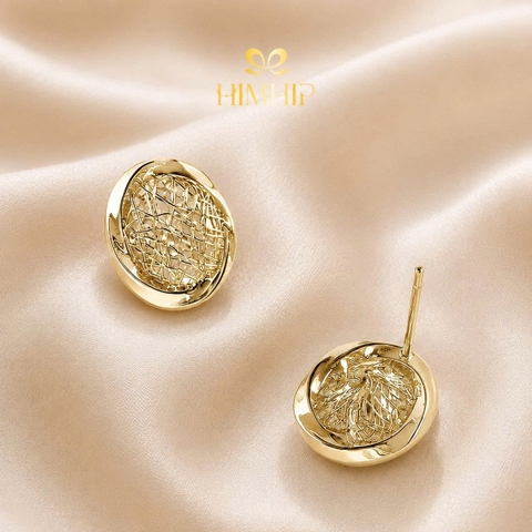 Khuyên Tai Nụ HimHip HKCC Lưới Đá Phale Cổ Điển 1.4x1.1cm
