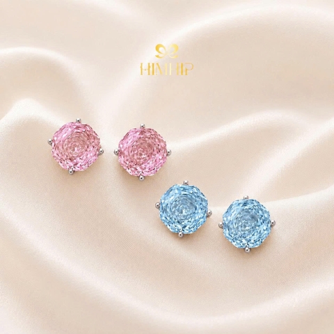 Khuyên Tai Nụ HimHip HKCC Đá Phale Vân Hoa Hồng 0.8cm