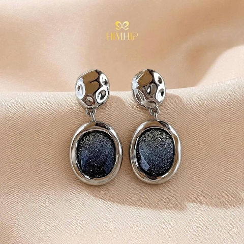 Khuyên Tai Ngắn HimHip HKCC Ánh Sương Đêm 2.5x1.6cm