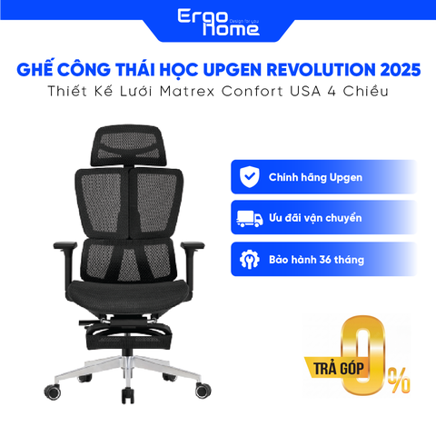 Ghế Công Thái Học Upgen Revolution 2025 - Thiết Kế Lưới Matrex Confort USA 4 Chiều