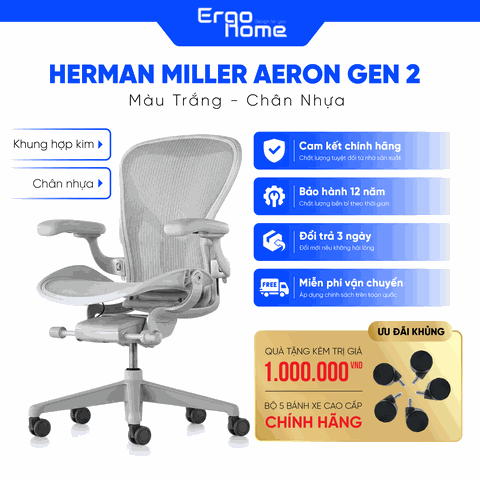 Ghế công thái học Herman Miller Aeron 2 Remastered - Bảo Hành 12 Năm