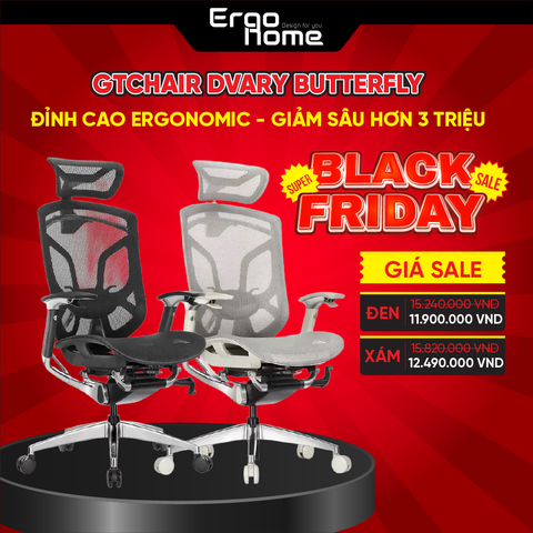 Ghế Công Thái Học GTChair Dvary Butterfly - Ergohome phân phối chính hãng BH 12 năm (Tặng kèm móc treo áo 300K)