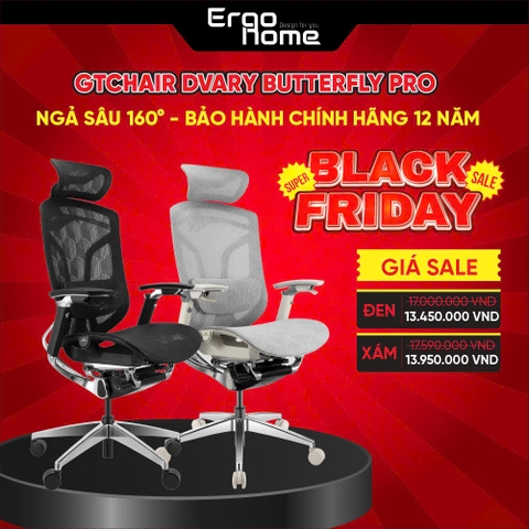 Ghế Công Thái Học GTChair Dvary Butterfly PRO PHIÊN BẢN MỚI 2024 ngả sâu 160 độ