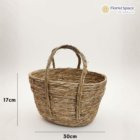 Giỏ Cói Vintage Có Quai Xách - Cao 17cm x Ngang 30cm
