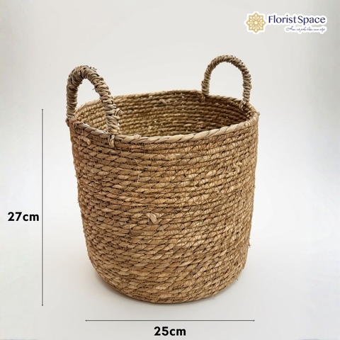 Giỏ Cói Trụ Tròn Quai mini - Cao 27cm x Ngang 25 cm