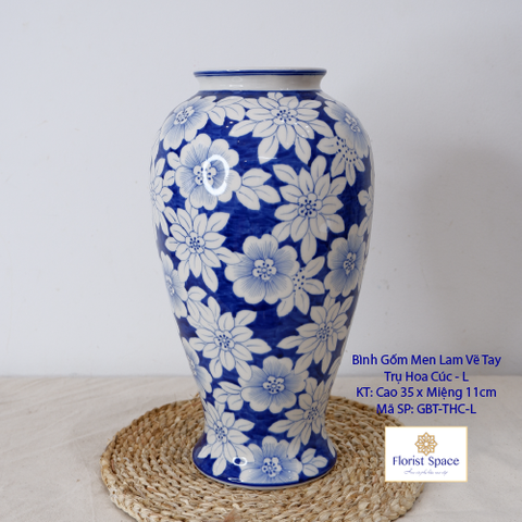 Bình Gốm - Trụ Hoa Cúc-GSO