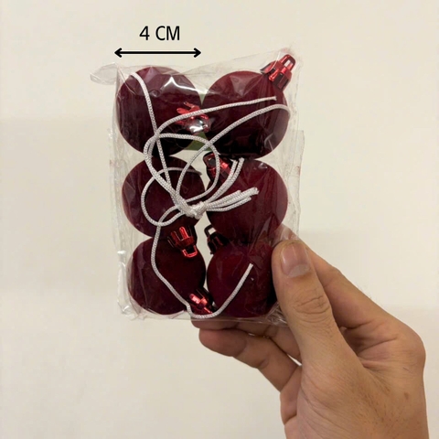 Châu Giáng Sinh - Nhung - 6 Trái - 4 cm (No box) - MC