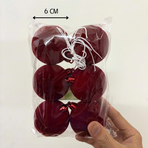 Châu Giáng Sinh - Nhung - 6 Trái - 6 cm (No box) - MC