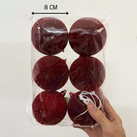 Châu Giáng Sinh - Nhung - 6 Trái - 8 cm (No box) - MC