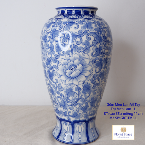 Bình Gốm - Trụ Men Lam-GSO