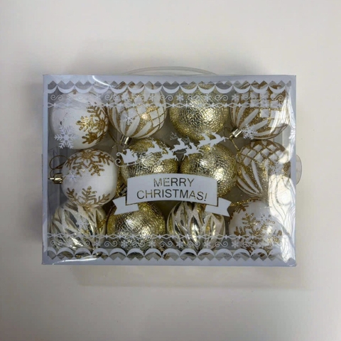 Hộp Châu Giáng Sinh Có quai - Họa tiết - 12 Trái - 5 cm - MC