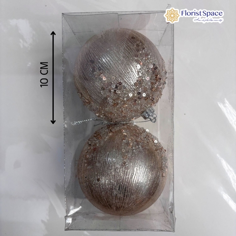 Hộp Châu Giáng Sinh Ánh Kim Đính Kim Tuyến - 2 Trái - 10 cm