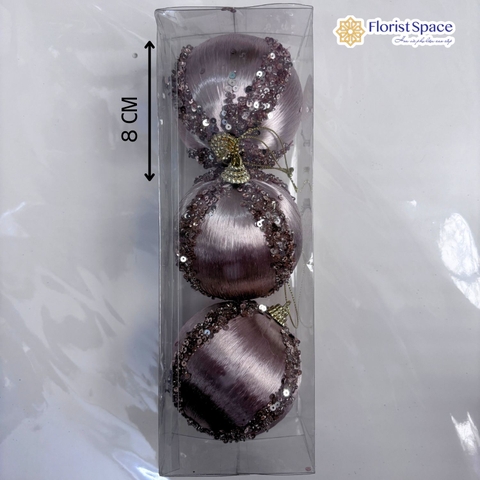 Hộp Châu Giáng Sinh Ánh Kim Đính Kim Tuyến - 3 Trái - 8 cm - MC