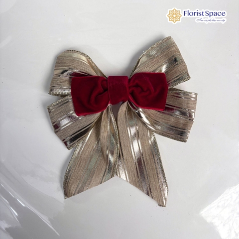 Nơ Handmade Sọc Ánh Kim Trang Trí Thông Noel - 17cm x 15cm - MC