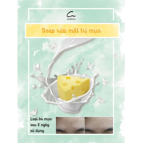 Cosforu Cheese Cleansing Soap 85g - Xà Bông Rửa Mặt Phô Mai