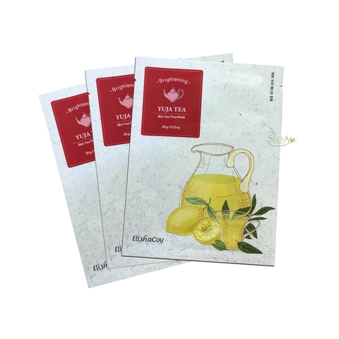 Elishacoy Skin Tea  Mask Yuja Tea - Mặt nạ làm sáng  da dưỡng trắng mịn màng,  cung cấp vitamin C