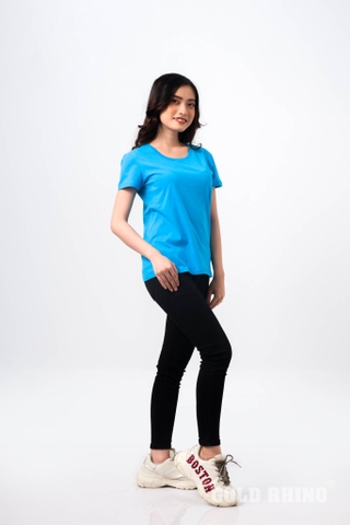 Áo Thun Nữ Cổ Tròn Màu Xanh Da Trời