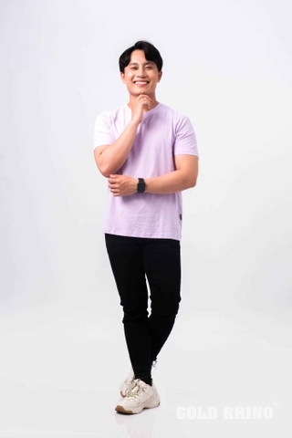 Áo Thun Nam Cổ Tròn Màu Tím Pastel