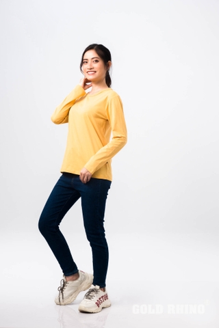 Áo Thun Nữ Tay Dài Màu Vàng Nghệ