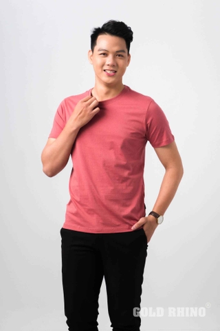 Áo Thun Nam Cổ Tròn Màu Đỏ Ngói