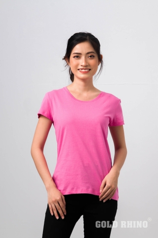 Áo Thun Nữ Cổ Tròn Màu Hồng Rose