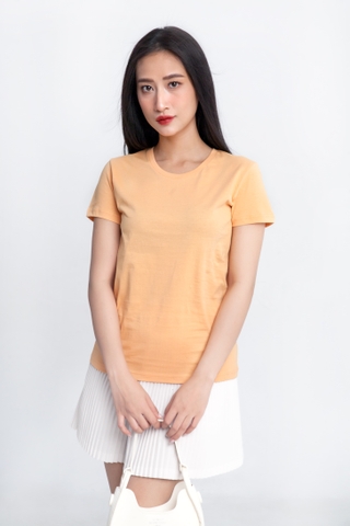 Áo Thun Nữ Cổ Tròn Màu Cam Sữa
