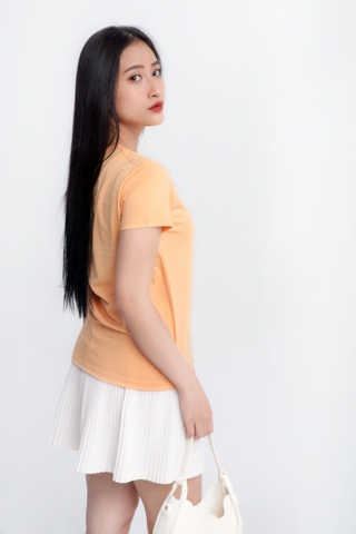 Áo Thun Nữ Cổ Tròn Màu Cam Sữa