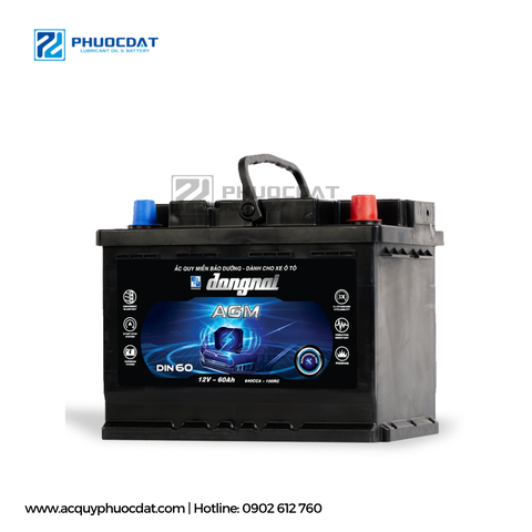 Ắc Quy Khô Đồng Nai AGM DIN60 12V 60AH - Công Nghệ Start Stop Cao Cấp