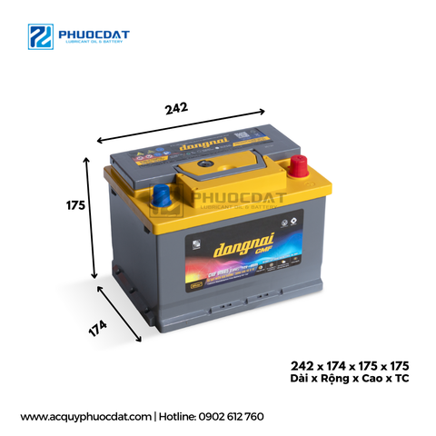 Ắc Quy Khô Đồng Nai CMF DIN65 (LBN2) 12V 65AH - Miễn Bảo Dưỡng Chính Hãng