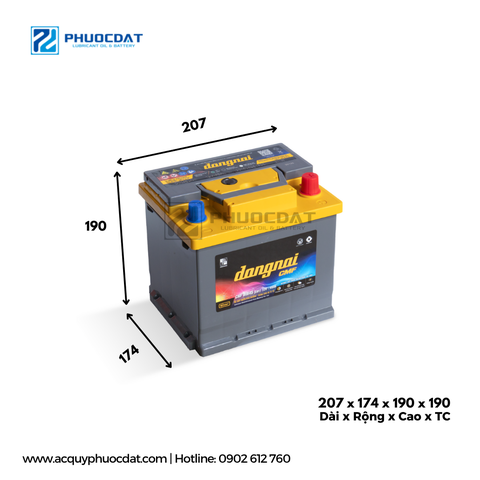 Ắc Quy Khô Đồng Nai CMF DIN45 12V 45AH - Miễn Bảo Dưỡng Chính Hãng