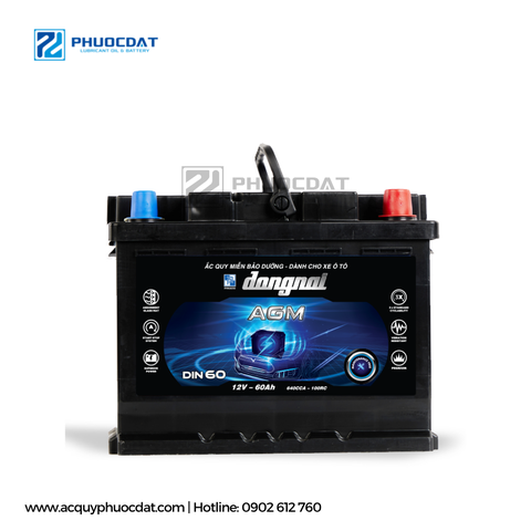 Ắc Quy Khô Đồng Nai AGM DIN60 12V 60AH - Công Nghệ Start Stop Cao Cấp