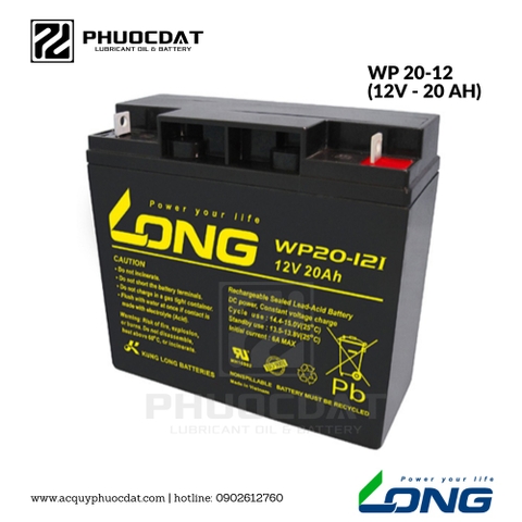 Ắc quy Long - Globe 12V 20AH WP20-12, ắc quy cho UPS, thang máy