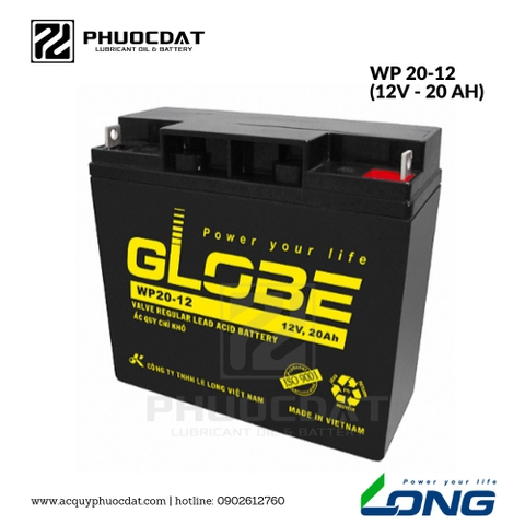 Ắc quy Long - Globe 12V 20AH WP20-12, ắc quy cho UPS, thang máy