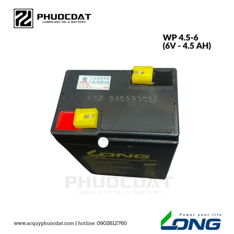 Ắc quy Long - Globe 6V 4.5AH WP4.5-6 ắc quy lưu điện, cửa cuốn, hệ thống camera, UPS