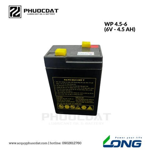 Ắc quy Long - Globe 6V 4.5AH WP4.5-6 ắc quy lưu điện, cửa cuốn, hệ thống camera, UPS