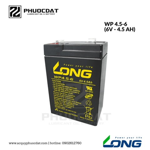 Ắc quy Long - Globe 6V 4.5AH WP4.5-6 ắc quy lưu điện, cửa cuốn, hệ thống camera, UPS