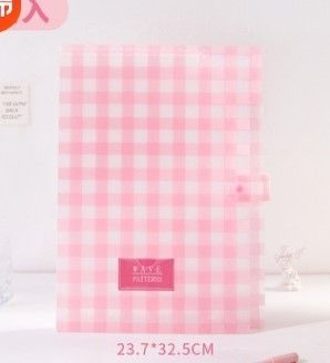 Túi Đựng Tài Liệu A4 5 Ngăn Caro K34 - Hồng