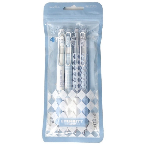Set 4 Bút Gel Đen - Mura M8152  White &Blue