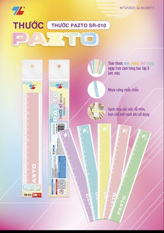 Thước thẳng 20cm Pastel SR-010