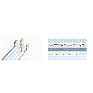 Bộ 5 Washi Tape WA01 - Xanh Dương