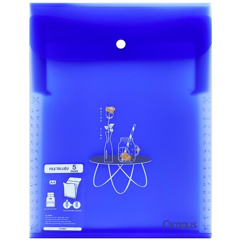 Túi Đựng File Tài Liệu 5 Ngăn - Dọc Xanh
