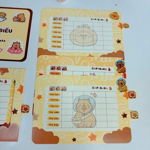 Set 4 Thời Khóa Biểu Capybara - Loopy In Nổi