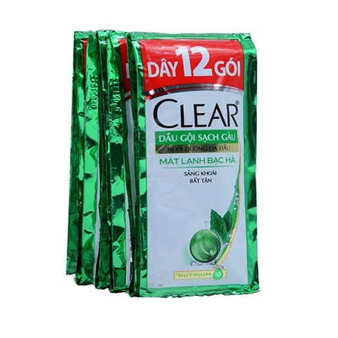 Dầu gội sạch gàu Clear mát lạnh bạc hà 5.8ml x 12 gói