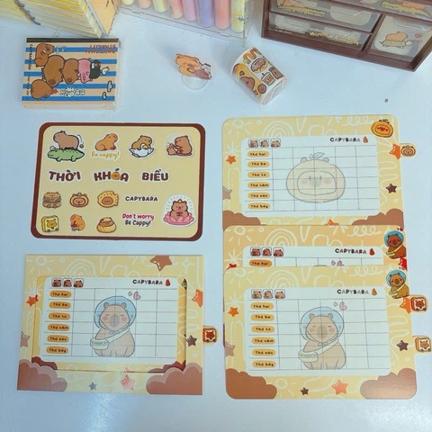 Set 4 Thời Khóa Biểu Capybara - Loopy In Nổi