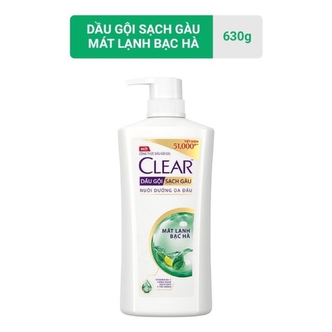 Dầu gội sạch gàu Clear mát lạnh bạc hà - 630g