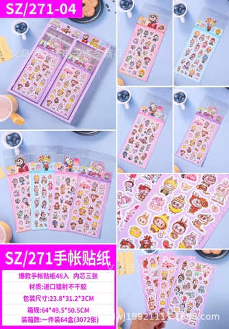 Set 3 Tấm Sticker Labubu Bling
