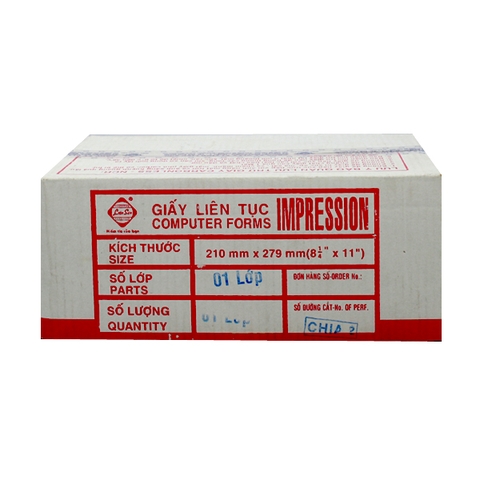 Giấy liên tục 210x279mm - chia 2