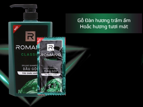 Dầu gội hương nước hoa Romano Classic tóc chắc khoẻ 5g x 14 gói