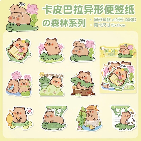 Túi 100 Tờ Note Hình Capybara