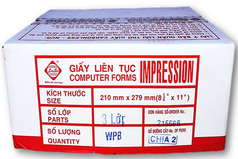 Giấy liên tục 210x279mm - chia 2